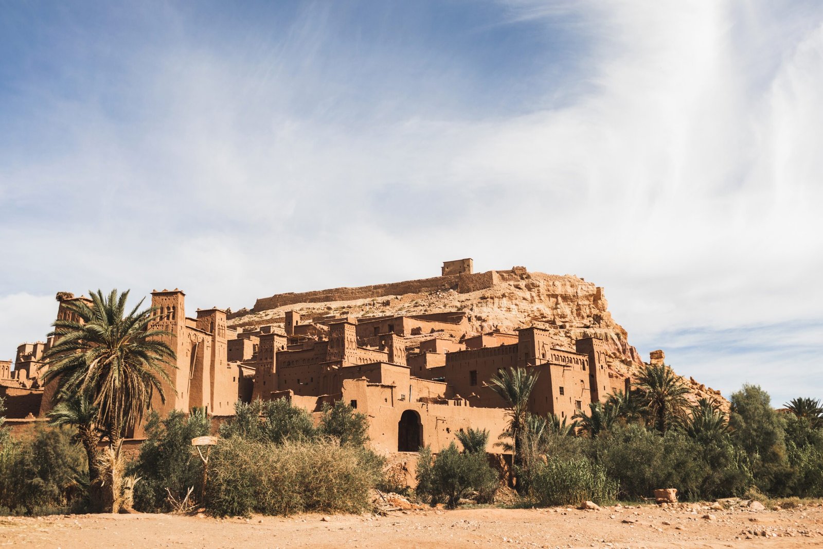 VIew of Ait Ben Haddou ksar in Ouarzazate. Welcome to Morocco. Popular tourist landmark and old traditional arabic architecture.